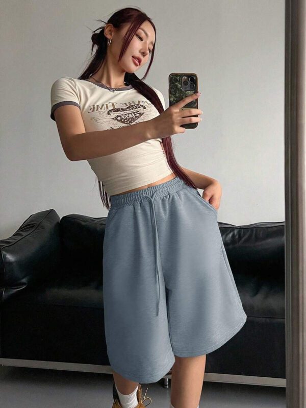 DAZY Short en maille à taille élastique et cordon de serrage pour femmes, style décontracté et polyvalent – Image 38