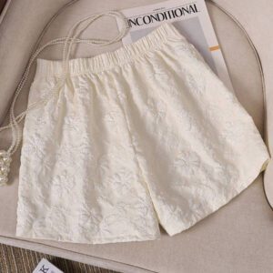SHEIN LUNE Shorts jacquard élégants de bureau/navette pour femmes, été