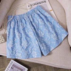 SHEIN LUNE Shorts jacquard élégants de bureau/navette pour femmes, été