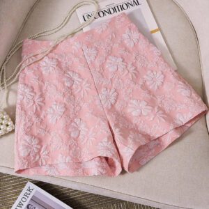 SHEIN LUNE Shorts jacquard élégants de bureau/navette pour femmes, été