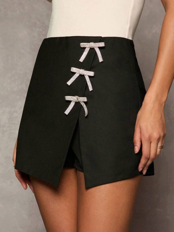 SHEIN Clasi Short jupe casual mini avec fente, de couleur unie, avec décorations de boutons, pour femmes – Image 20