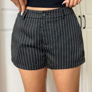 SHEIN EZwear Short taille basse rayé tissé pour femmes