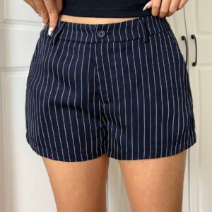 SHEIN EZwear Short taille basse rayé tissé pour femmes