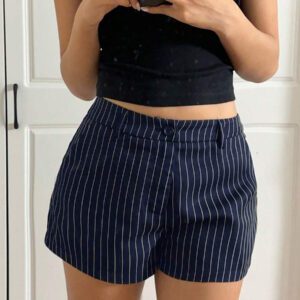 SHEIN EZwear Short taille basse rayé tissé pour femmes