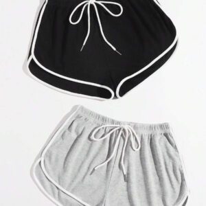 SHEIN EZwear 2 paquets de shorts d'été à nœud à la taille avec jambes évasées