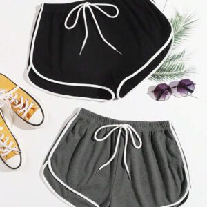 SHEIN EZwear 2 paquets de shorts d'été à nœud à la taille avec jambes évasées
