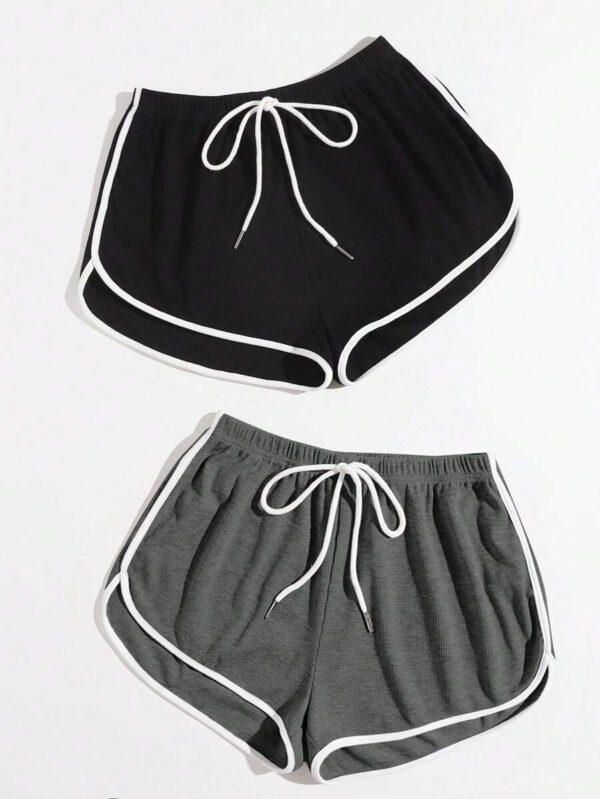 SHEIN EZwear 2 paquets de shorts d'été à nœud à la taille avec jambes évasées – Image 14