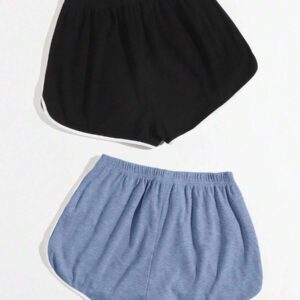 SHEIN EZwear 2 paquets de shorts d'été à nœud à la taille avec jambes évasées