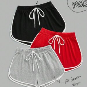 SHEIN EZwear 2 paquets de shorts d'été à nœud à la taille avec jambes évasées