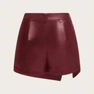 Firerie Nouvelle jupe-short élégante, moderne et sexy à taille haute amincissante en PU avec design, convient pour l'automne/hiver