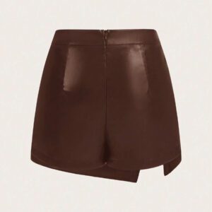 Firerie Nouvelle jupe-short élégante, moderne et sexy à taille haute amincissante en PU avec design, convient pour l'automne/hiver