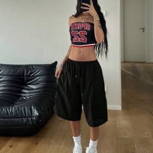StreetHx Short cargo décontracté de printemps pour femme, couleur unie avec cordon de serrage à la taille