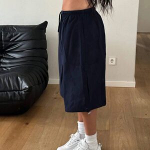 StreetHx Short cargo décontracté de printemps pour femme, couleur unie avec cordon de serrage à la taille