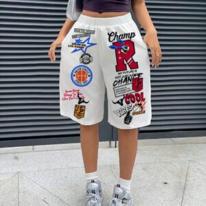 SHEIN EZwear Short casual pour femmes avec cordon de serrage à la taille et imprimé lettres