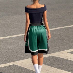 SHEIN EZwear Short casual pour femmes avec cordon de serrage à la taille et imprimé lettres