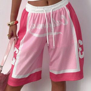 SHEIN EZwear Short casual pour femmes avec cordon de serrage à la taille et imprimé lettres