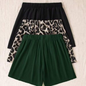 SHEIN VCAY 3 pièces Short pour femmes tissé amples à la taille haute, shorts d'été, plage
