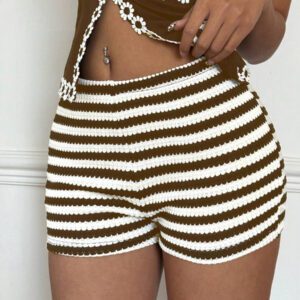Siren Gaze Short casual rayé pour femme, mode minimaliste, pour tous les jours