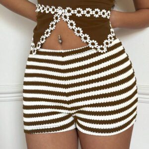 Siren Gaze Short casual rayé pour femme, mode minimaliste, pour tous les jours