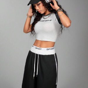 Coolane Short-pantalon de sport décontracté pour femmes, patchwork rayé, streetwear