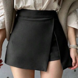 DAZY Short fendu sur le côté de couleur unie pour femmes, toutes saisons