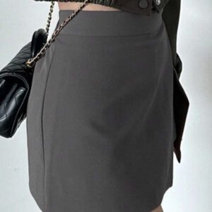 DAZY Short fendu sur le côté de couleur unie pour femmes, toutes saisons