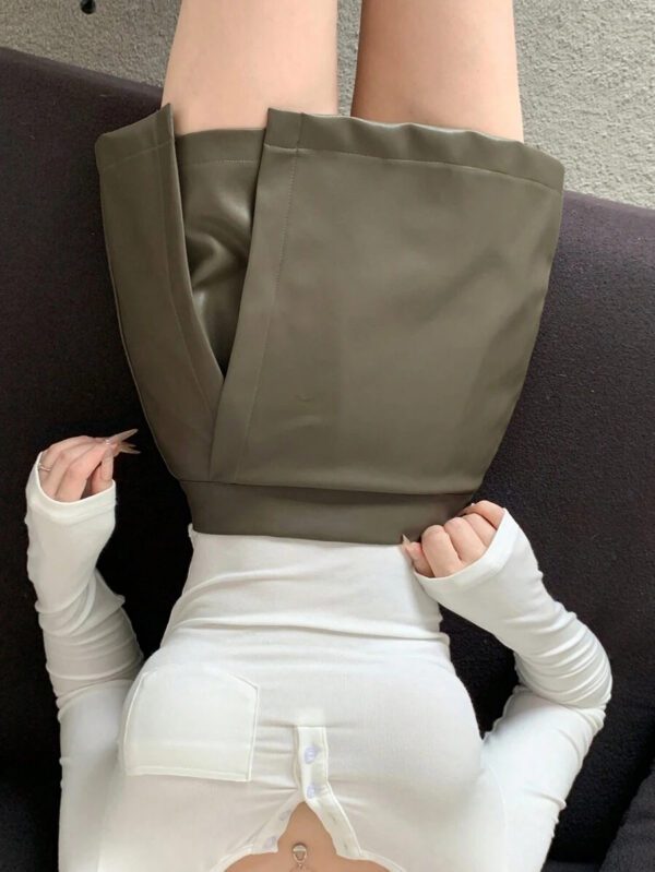 DAZY Short fendu sur le côté de couleur unie pour femmes, toutes saisons – Image 44
