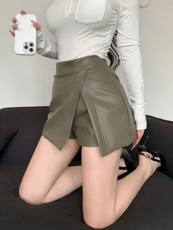 DAZY Short fendu sur le côté de couleur unie pour femmes, toutes saisons – Image 46