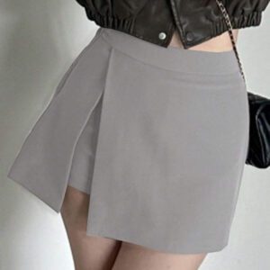 DAZY Short fendu sur le côté de couleur unie pour femmes, toutes saisons