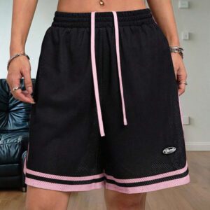 Coolane Short de sport noir respirant en maille pour femmes, streetwear/vêtements de sport printemps/été
