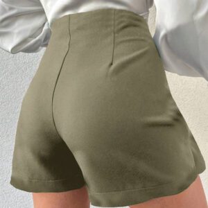 Jupe mini élégante de bureau style enveloppant en couleur unie pour femmes