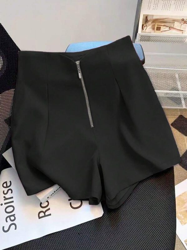 Franclia Short décontracté polyvalent à la mode avec fermeture éclair métallique mi-taille pour femmes, rose, printemps/été – Image 17
