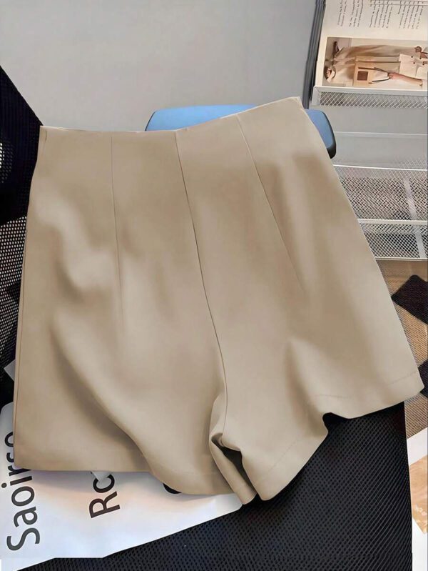 Franclia Short décontracté polyvalent à la mode avec fermeture éclair métallique mi-taille pour femmes, rose, printemps/été – Image 28