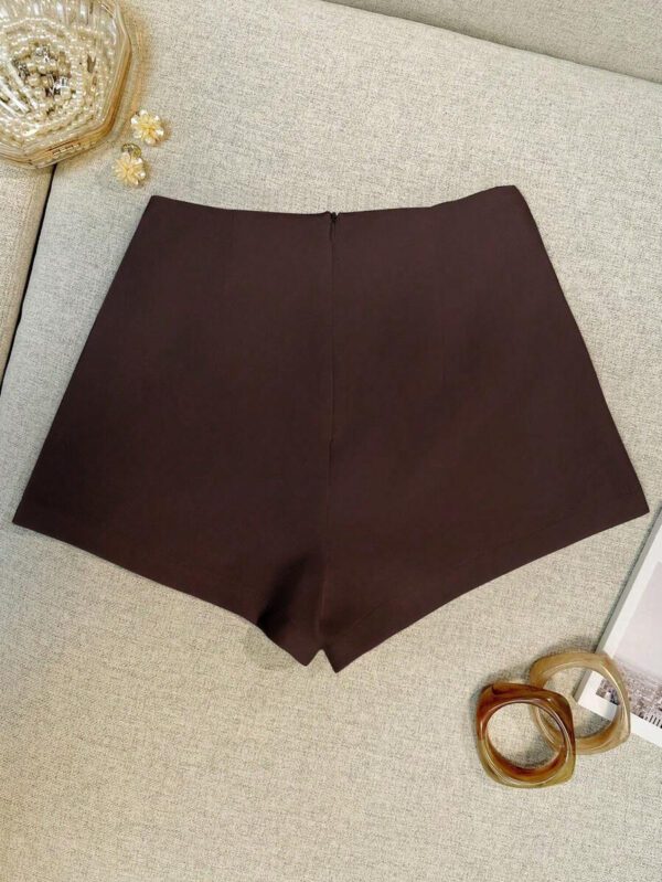 INAWLY Short femme à design casual polyvalent avec fermeture éclair au dos, couleur unie – Image 19