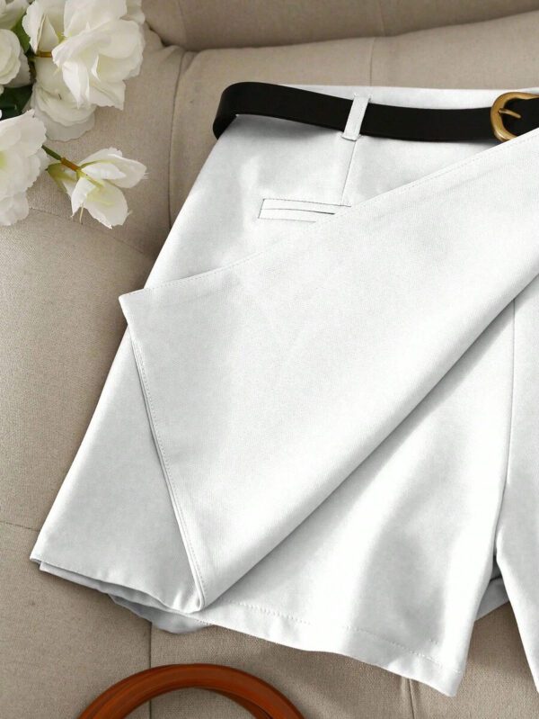 Gooodcoin PETITE Short kaki à la mode et polyvalent pour femme, ourlet asymétrique – Image 13