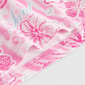 ROMWE J-Fashion Short de plage ultra court à taille basse et cordon de serrage pour femme, imprimé hibiscus et léopard, style vacances sexy des années 2000, texte anglais