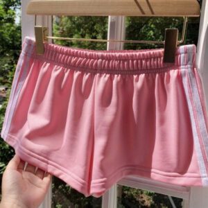Comfortcana Short de sport en tricot rose à rayures contrastées pour femmes