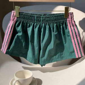 Comfortcana Short de sport en tricot rose à rayures contrastées pour femmes