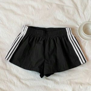 Comfortcana Short de sport en tricot rose à rayures contrastées pour femmes