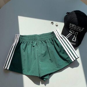 Comfortcana Short de sport en tricot rose à rayures contrastées pour femmes