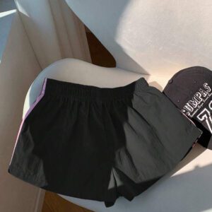 Comfortcana Short de sport en tricot rose à rayures contrastées pour femmes