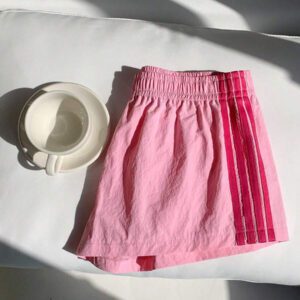 Comfortcana Short de sport en tricot rose à rayures contrastées pour femmes