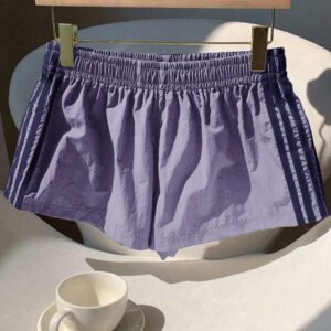 Comfortcana Short de sport en tricot rose à rayures contrastées pour femmes