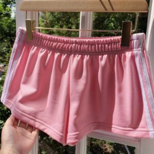 Comfortcana Short de sport en tricot rose à rayures contrastées pour femmes