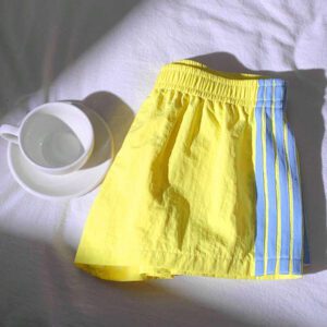 Comfortcana Short de sport en tricot rose à rayures contrastées pour femmes