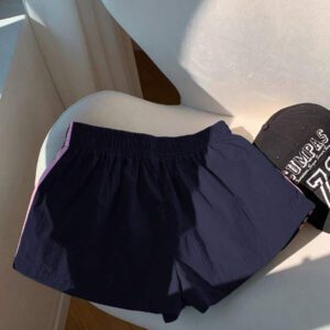 Comfortcana Short de sport en tricot rose à rayures contrastées pour femmes