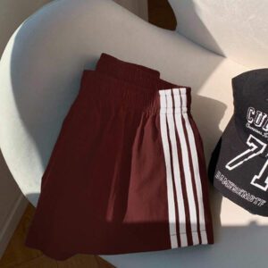 Comfortcana Short de sport en tricot rose à rayures contrastées pour femmes