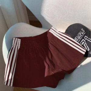 Comfortcana Short de sport en tricot rose à rayures contrastées pour femmes