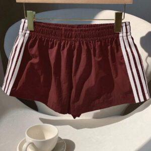 Comfortcana Short de sport en tricot rose à rayures contrastées pour femmes
