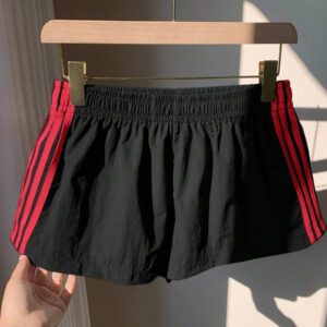 Comfortcana Short de sport en tricot rose à rayures contrastées pour femmes